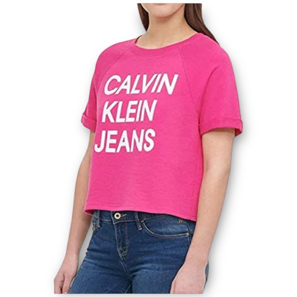NWT Calvin Klein Jeans‎ French Terry Logo Crop Top – Beetroot – Size XXL
